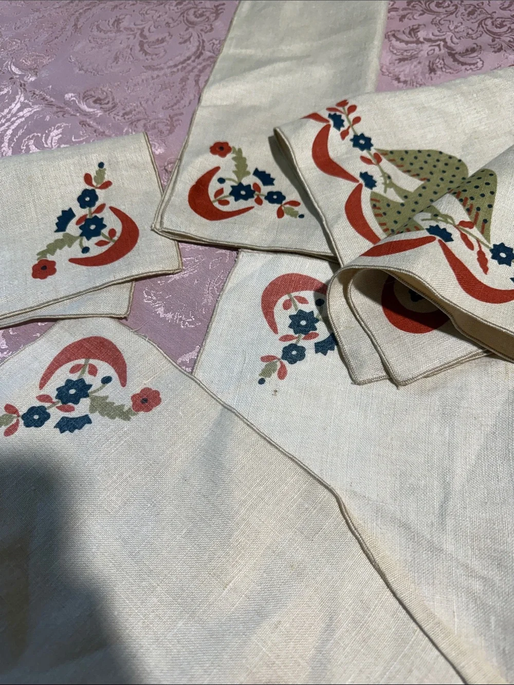 Vintage placemats rare Robert Darr Wert By Hand ~ Eagle ~ Americana 1960's linen